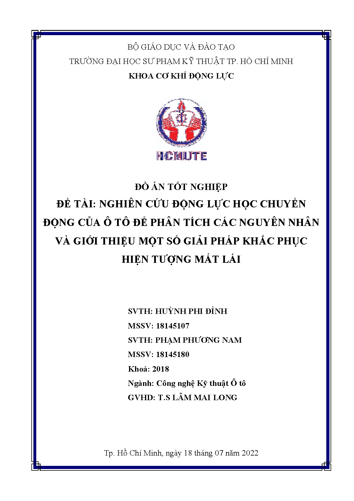 Đồ án tốt nghiệp - Nghiên cứu động lực học chuyển động của ô tô để phân tích các NNVGTMSGPKPHTML