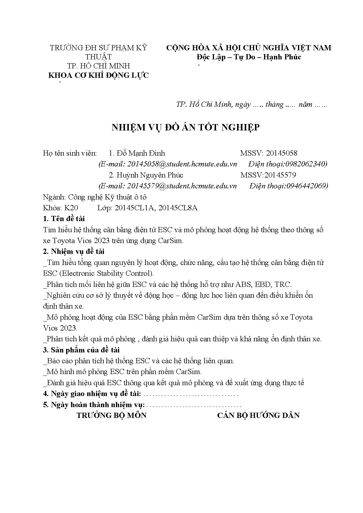 Đồ án tốt nghiệp - Tìm hiểu hệ thông cân bằng điện tử ESC và mô phỏng hoạt động hệ TTTSXTV 2 TỨDC - Trang 3