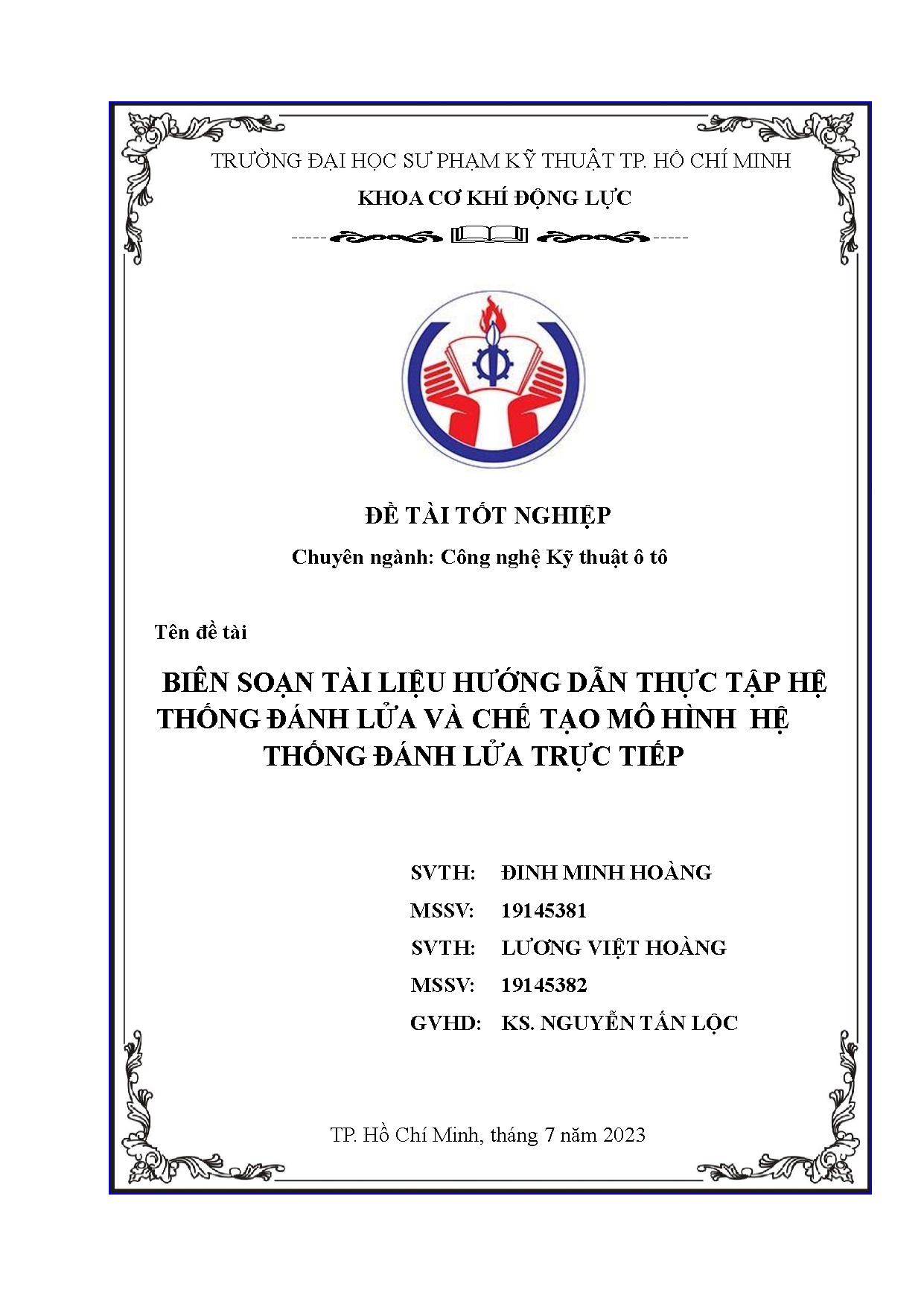 Đồ án tốt nghiệp - Biên soạn tài liệu hướng dẫn thực tập hệ thống đánh lửa và chế tạo mô hình HTĐLTT