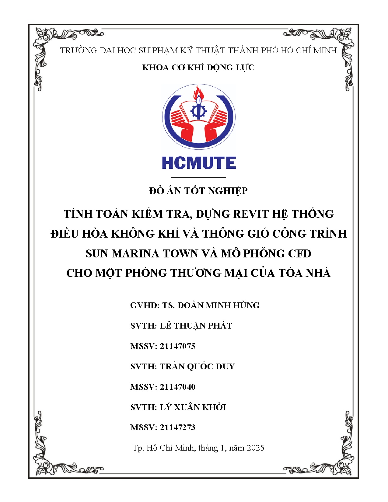 Đồ án tốt nghiệp - Tính toán kiểm tra, dựng Revit hệ thống điều hòa không khí và TGCTSMTVMPCCMPTMCTN