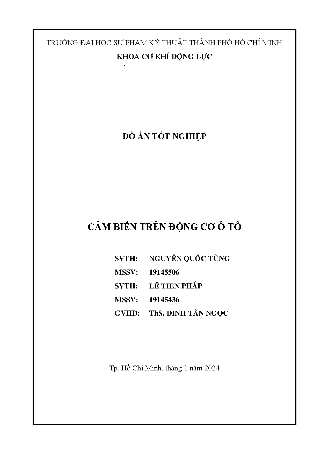 Đồ án tốt nghiệp - Cảm biến trên động cơ ô tô
