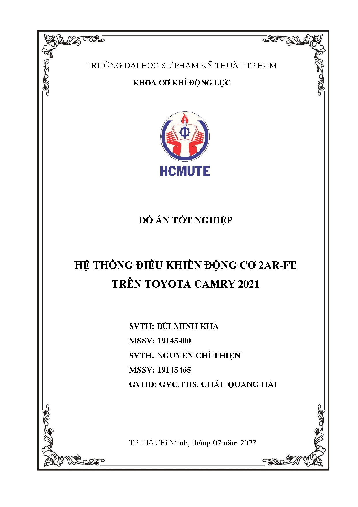 Đồ án tốt nghiệp - Hệ thống điều khiển động cơ 2AR-FE trên Toyota Camry 2021