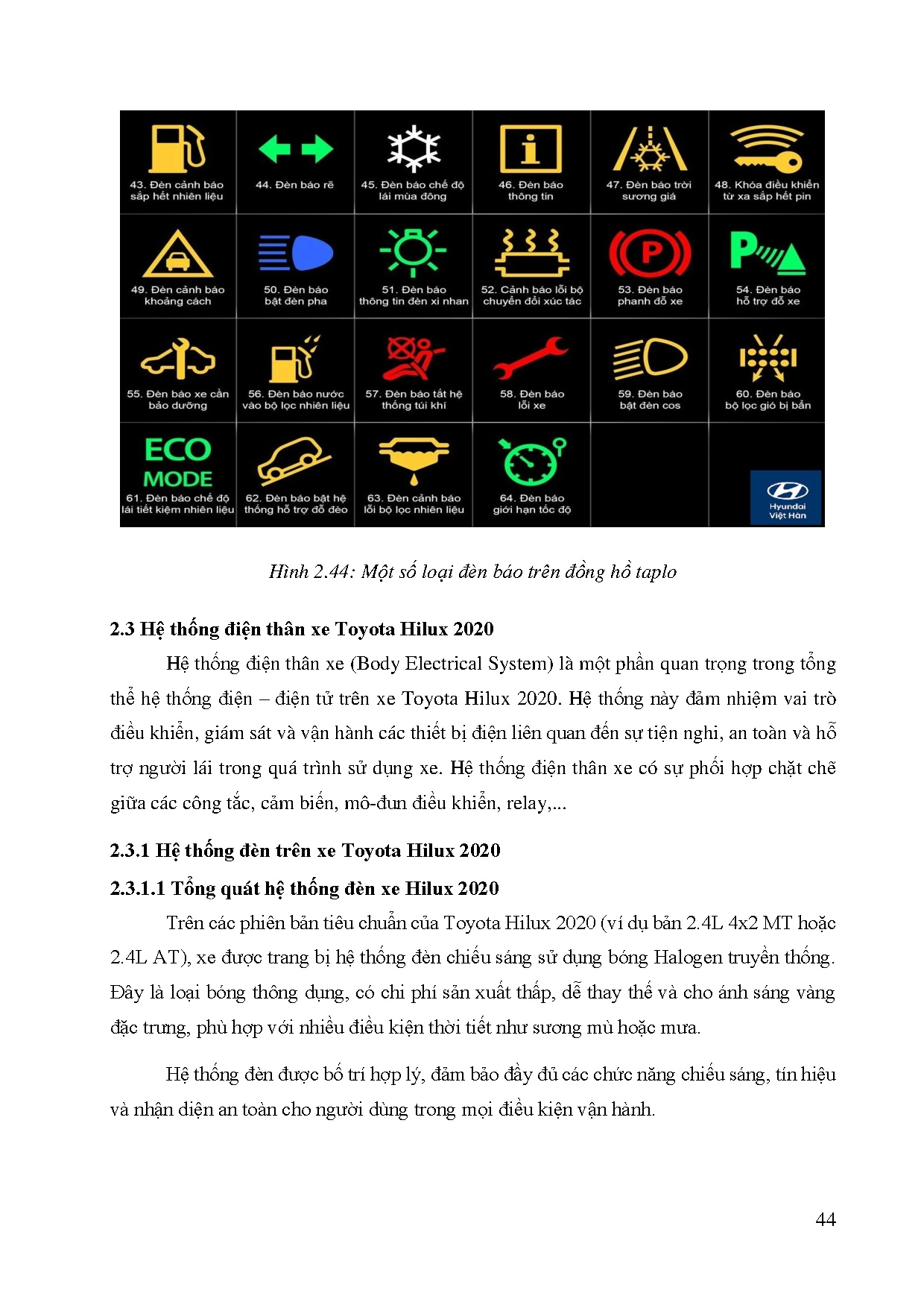 Đồ án tốt nghiệp - Nghiên cứu và thi công mô hình dạy học hệ thống điện thân xe Toyota Hilux 2020 - Trang 67