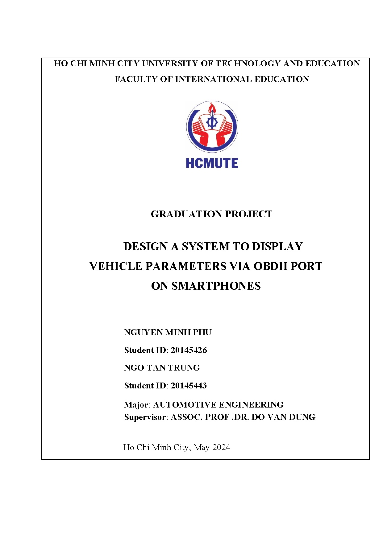 Đồ án tốt nghiệp - Design a system to display vehicle parameters Via OBDII Port on smartphones