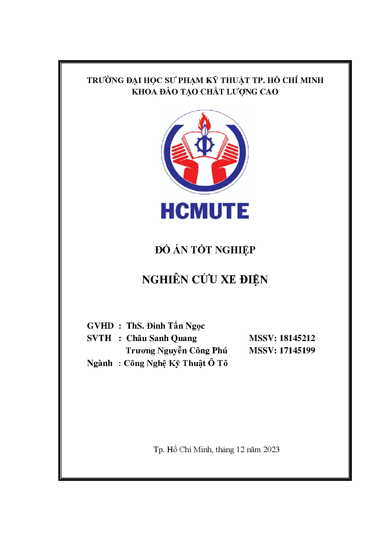 Đồ án tốt nghiệp - Nghiên cứu xe điện