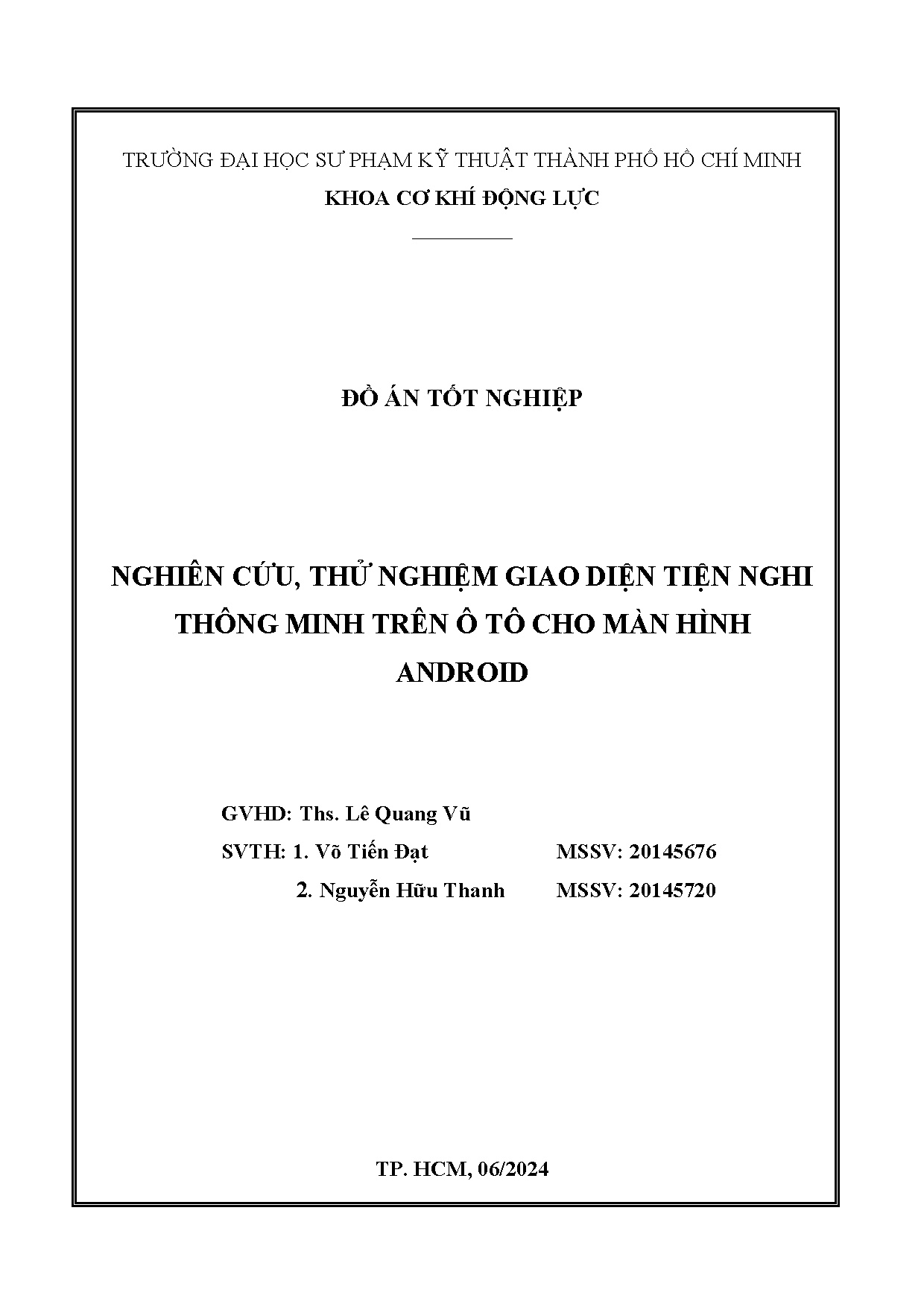Đồ án tốt nghiệp - Nghiên cứu, thử nghiệm giao diện tiện nghi thông minh trên ô tô cho màn hình A