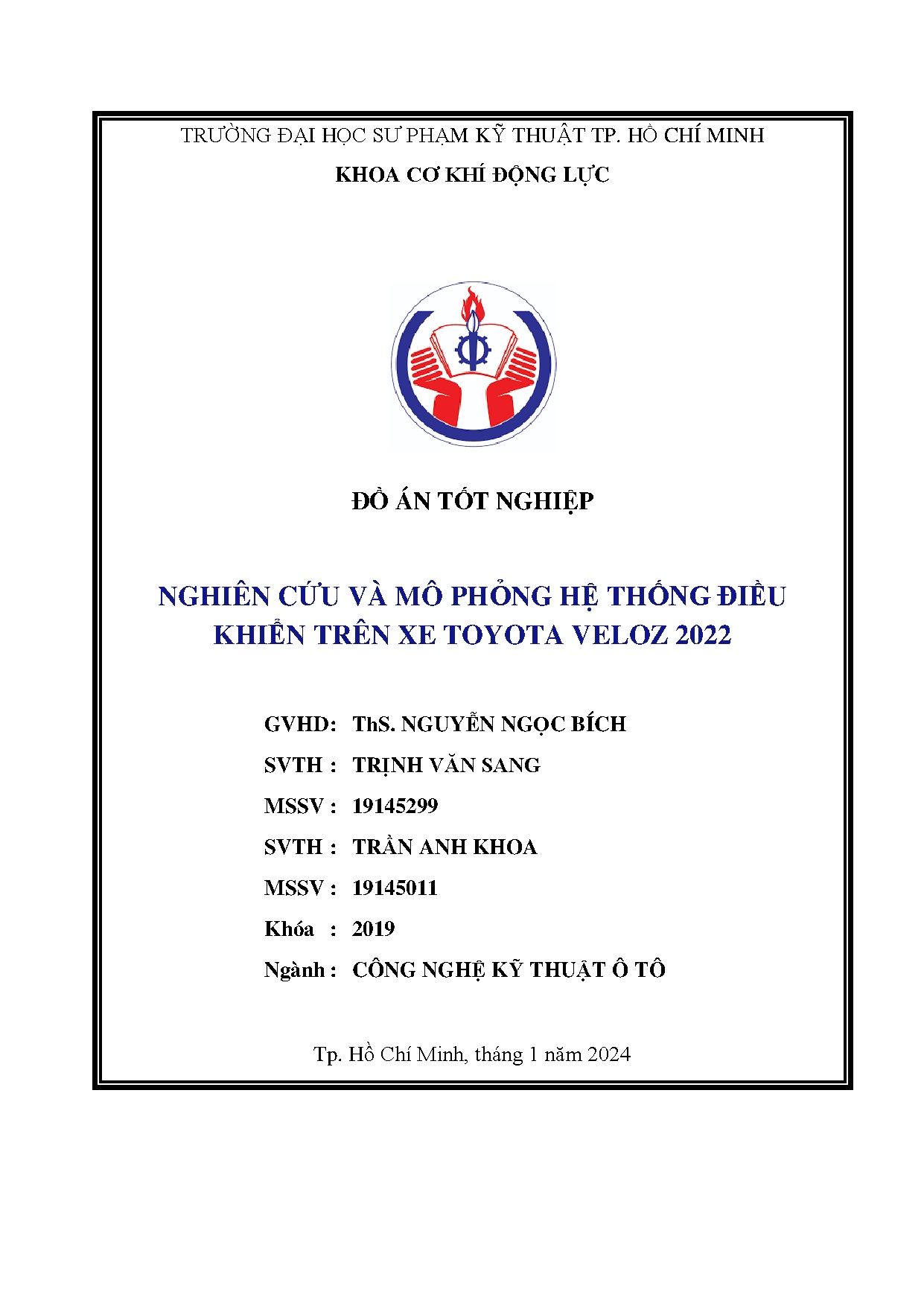 Đồ án tốt nghiệp - Nghiên cứu và mô phỏng hệ thống điều khiển trên xe Toyota Veloz 2022