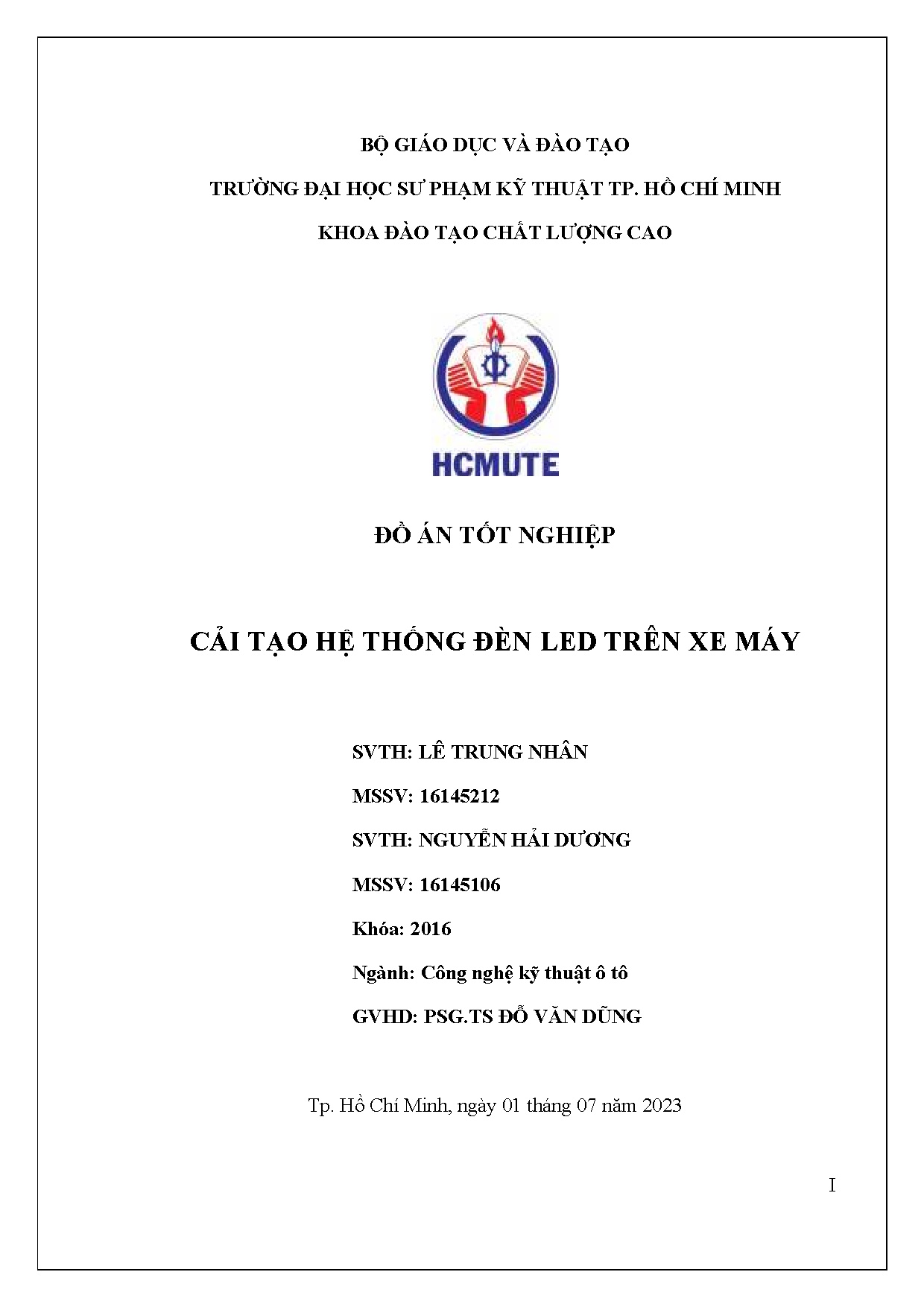 Đồ án tốt nghiệp - Cải tạo hệ thống đèn Led trên xe máy