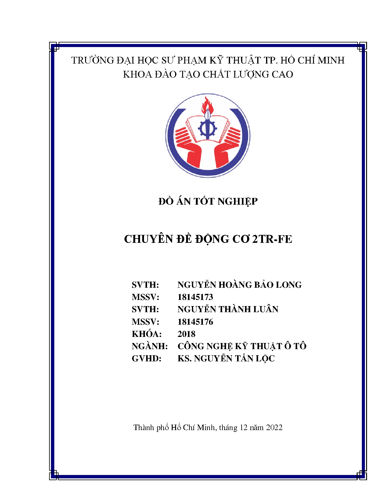 Đồ án tốt nghiệp - Chuyên đề động cơ 2TR - FE