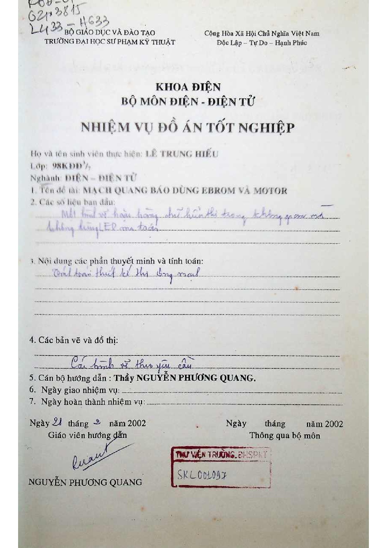 Đồ án tốt nghiệp - Mạch quang báo dùng EBROM và MOTOR