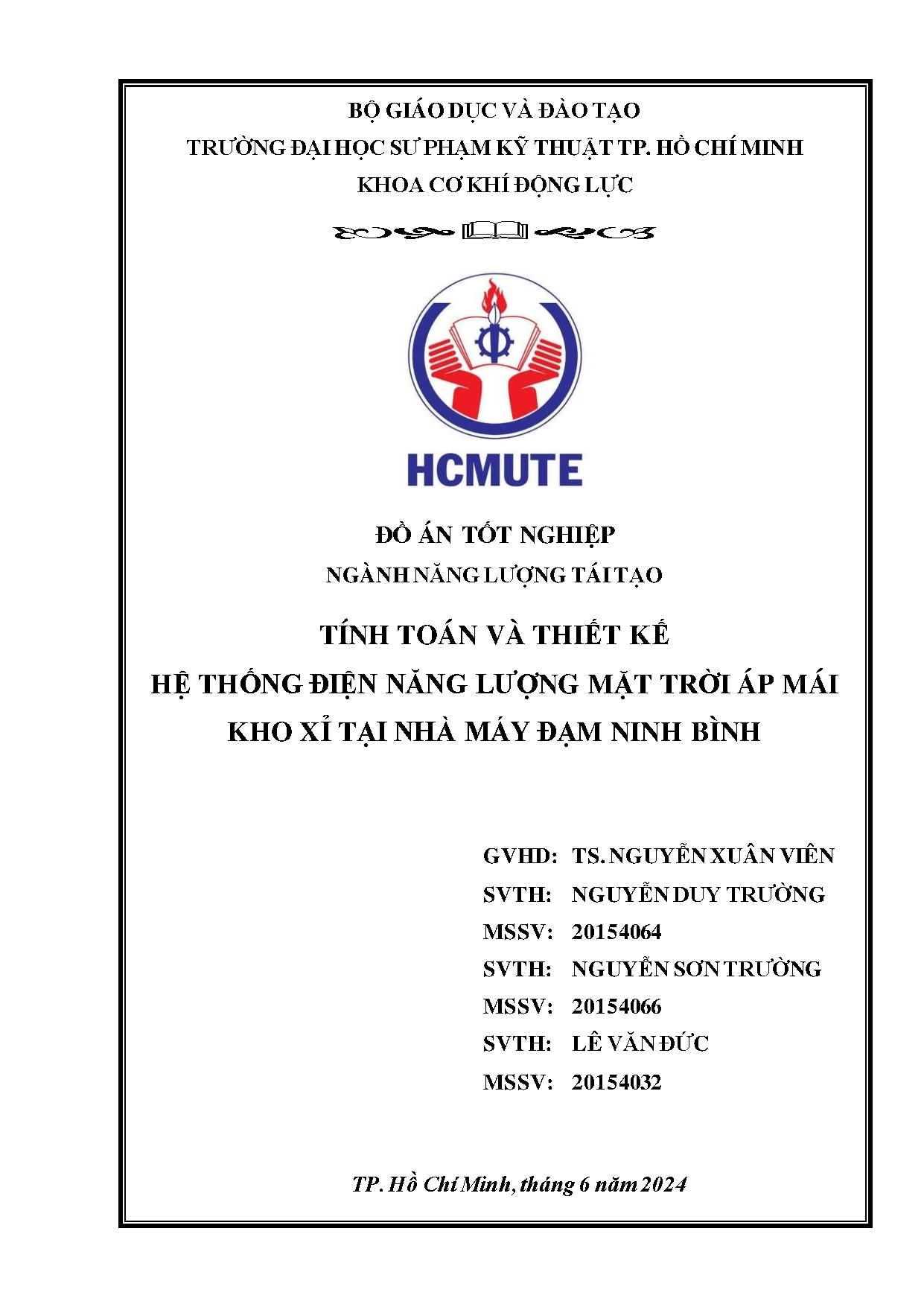 Đồ án tốt nghiệp - Tính toán và thiết kế hệ thống điện năng lượng mặt trời áp mái kho xỉ tại NMĐNB