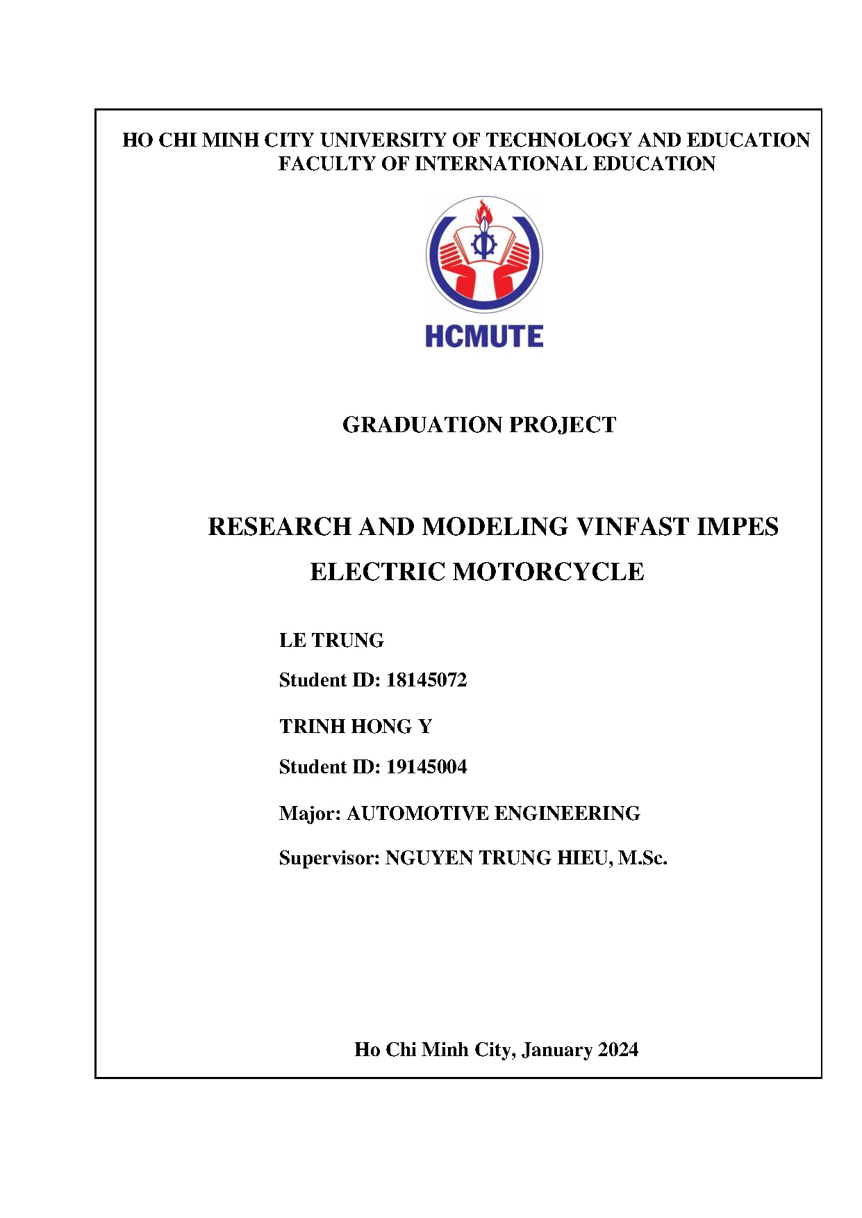 Đồ án tốt nghiệp - Research and modeling Vinfast impes electric motorcycle