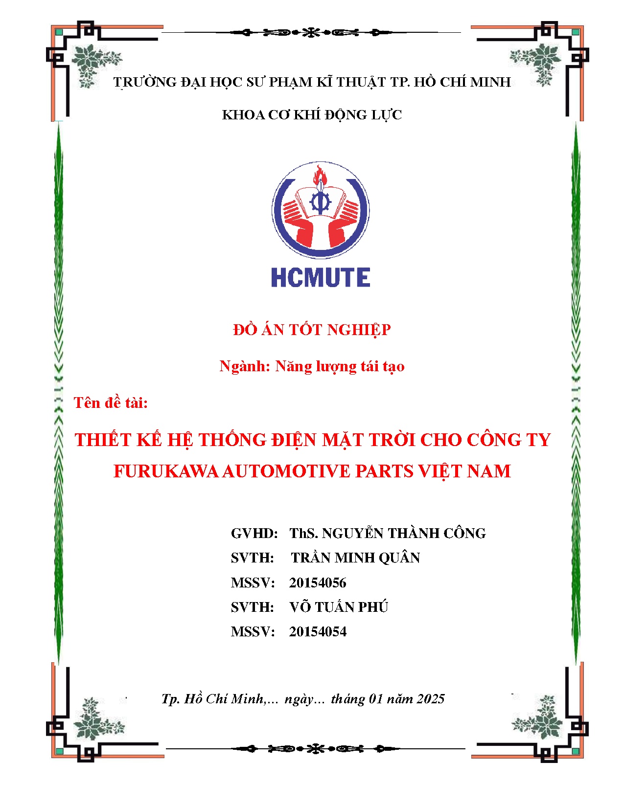 Đồ án tốt nghiệp - Thiết kế hệ thống điện mặt trời cho công ty Furukawa Automotive Parts Việt Nam