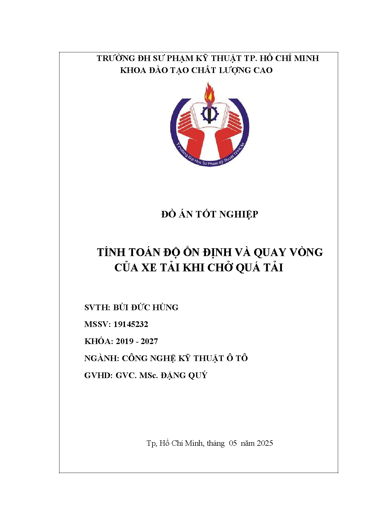 Đồ án tốt nghiệp - Tính toán độ ổn định và quay vòng của xe tải khi chở quá tải