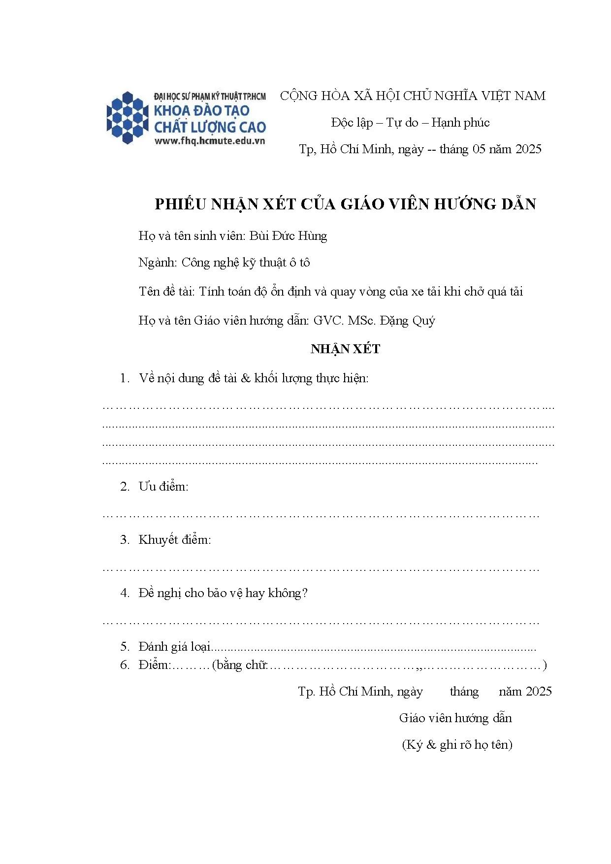 Đồ án tốt nghiệp - Tính toán độ ổn định và quay vòng của xe tải khi chở quá tải - Trang 4