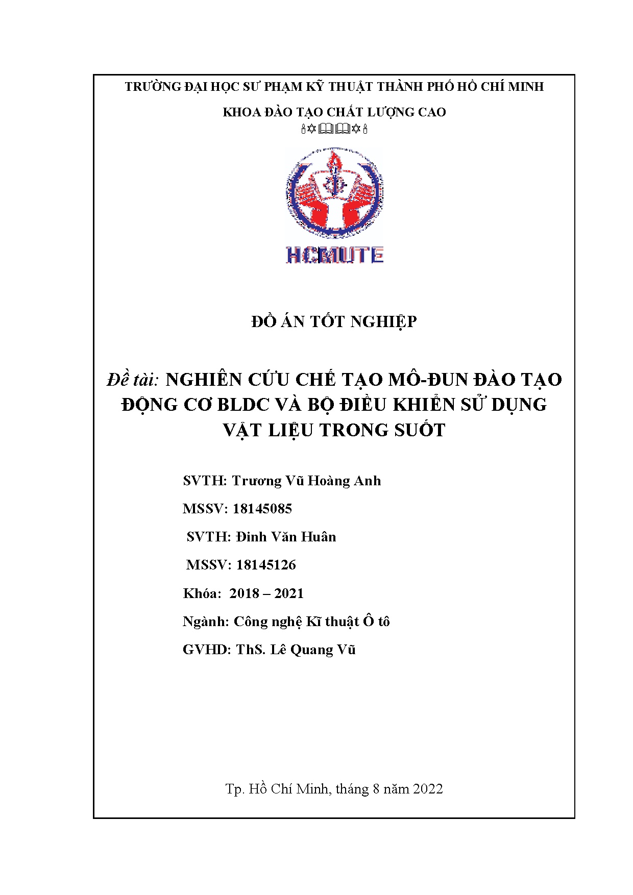 Đồ án tốt nghiệp - Nghiên cứu chế tạo Mô-đun đào tạo động cơ BLDC và bộ điều khiển sử dụng vật LTS