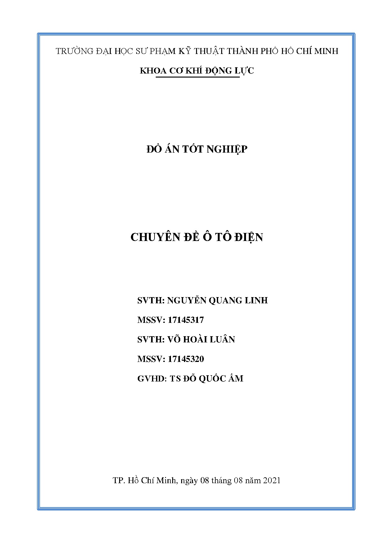 Đồ án tốt nghiệp - Chuyên đề ô tô điện