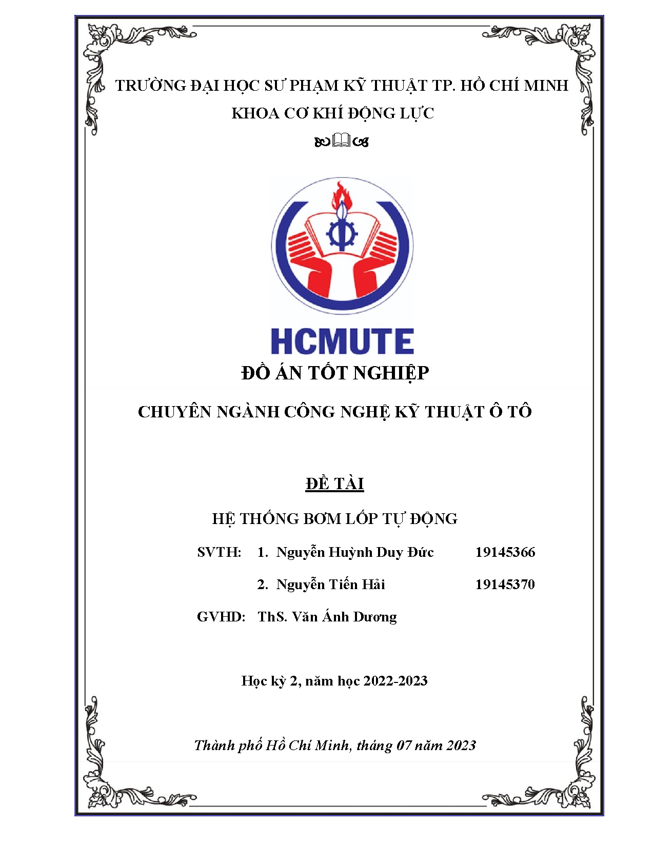 Đồ án tốt nghiệp - Hệ thống bơm lốp tự động