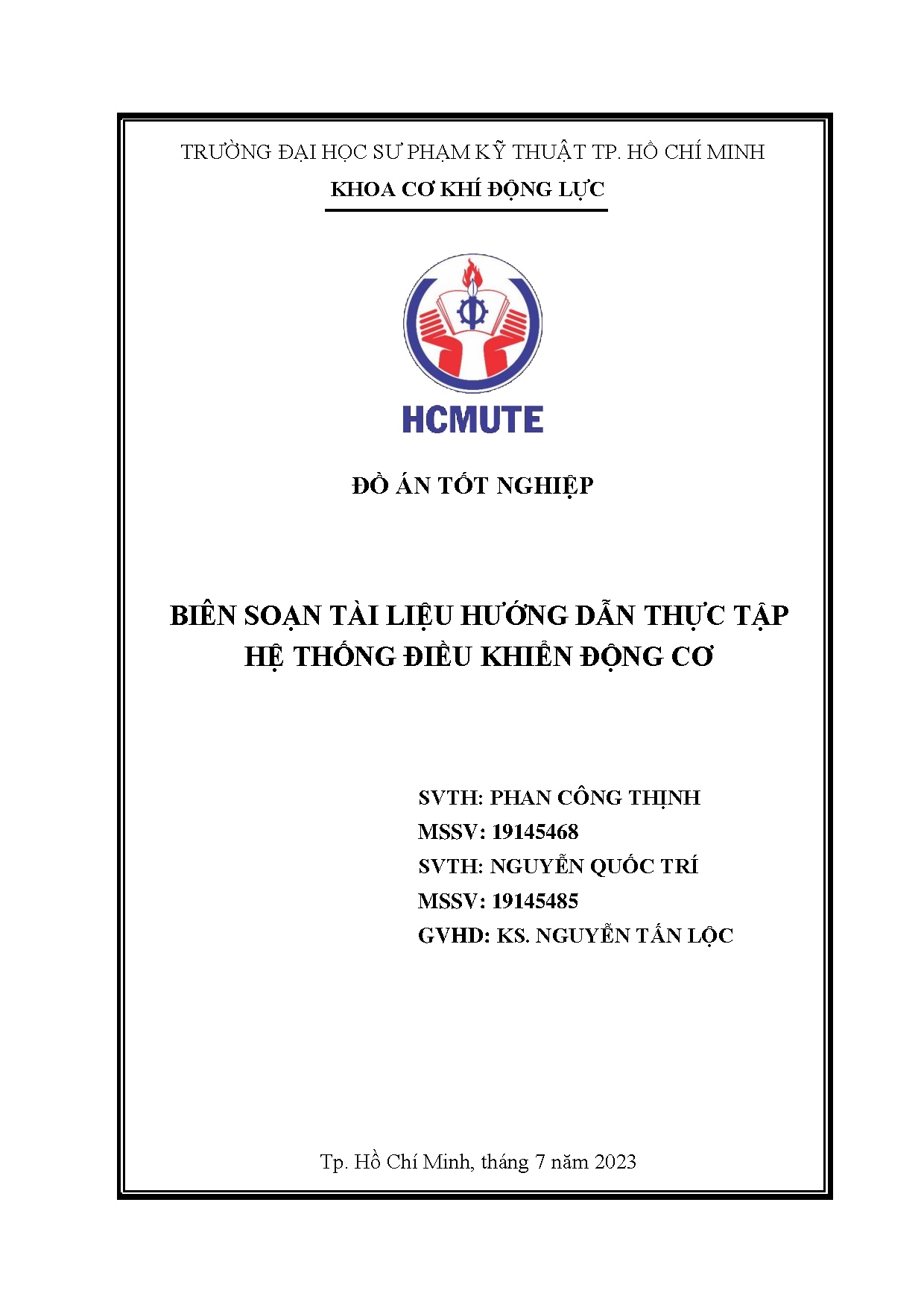 Đồ án tốt nghiệp - Biên soạn tài liệu hướng dẫn thực tập hệ thống điều khiển động cơ