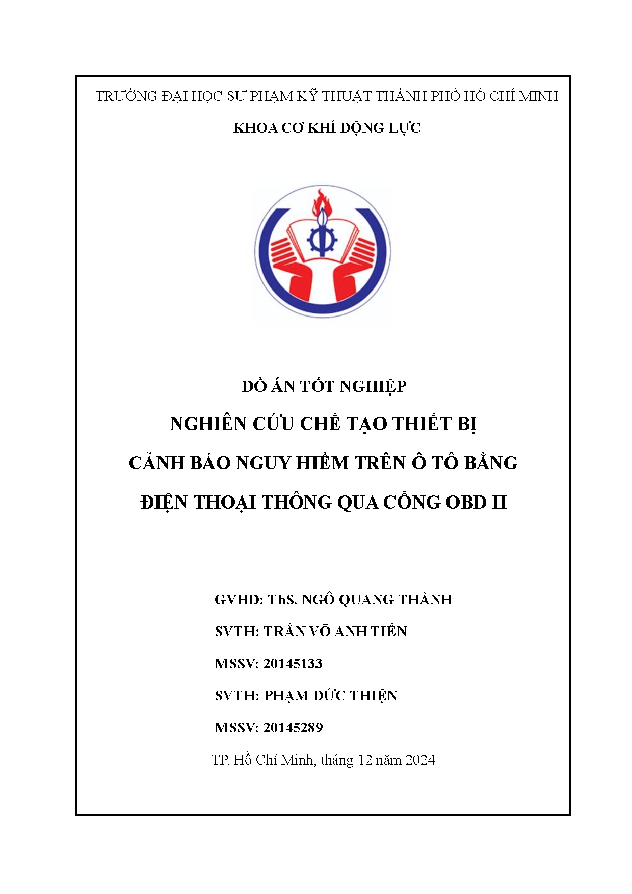 Đồ án tốt nghiệp - Nghiên cứu chế tạo thiết bị cảnh báo nguy hiểm trên ô tô bằng điện thoại TQCOI