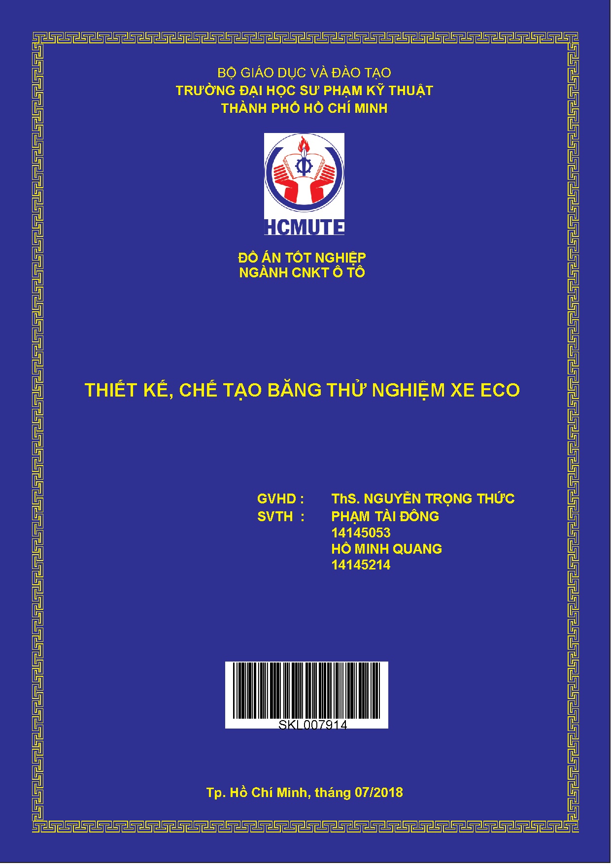 Đồ án tốt nghiệp - Thiết kế, chế tạo băng thử nghiệm xe Eco: Đồ án tốt nghiệp ngành Công nghệ kỹ TÔT