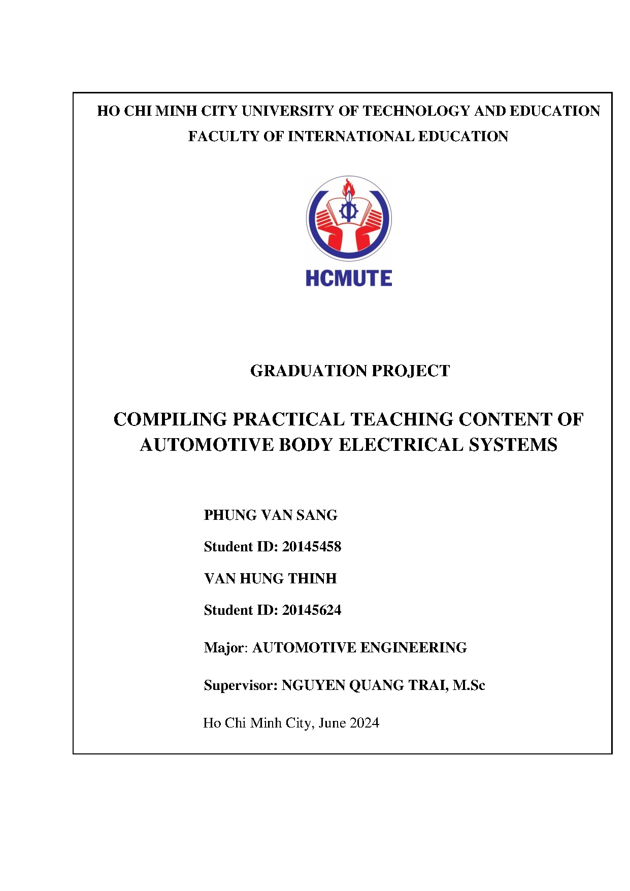 Đồ án tốt nghiệp - Compiling practical teaching content of automotive body electrical systems