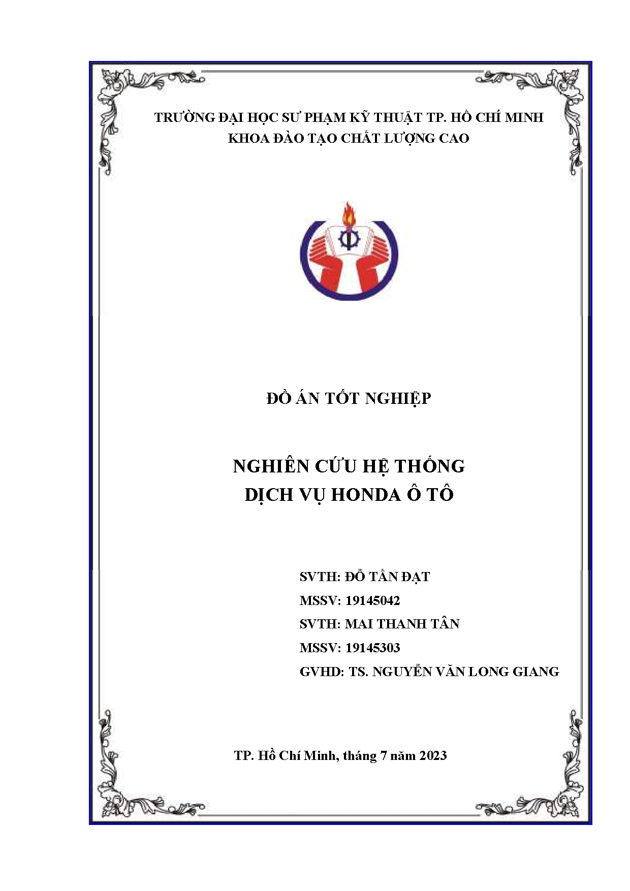 Đồ án tốt nghiệp - Nghiên cứu hệ thống dịch vụ Honda ô tô