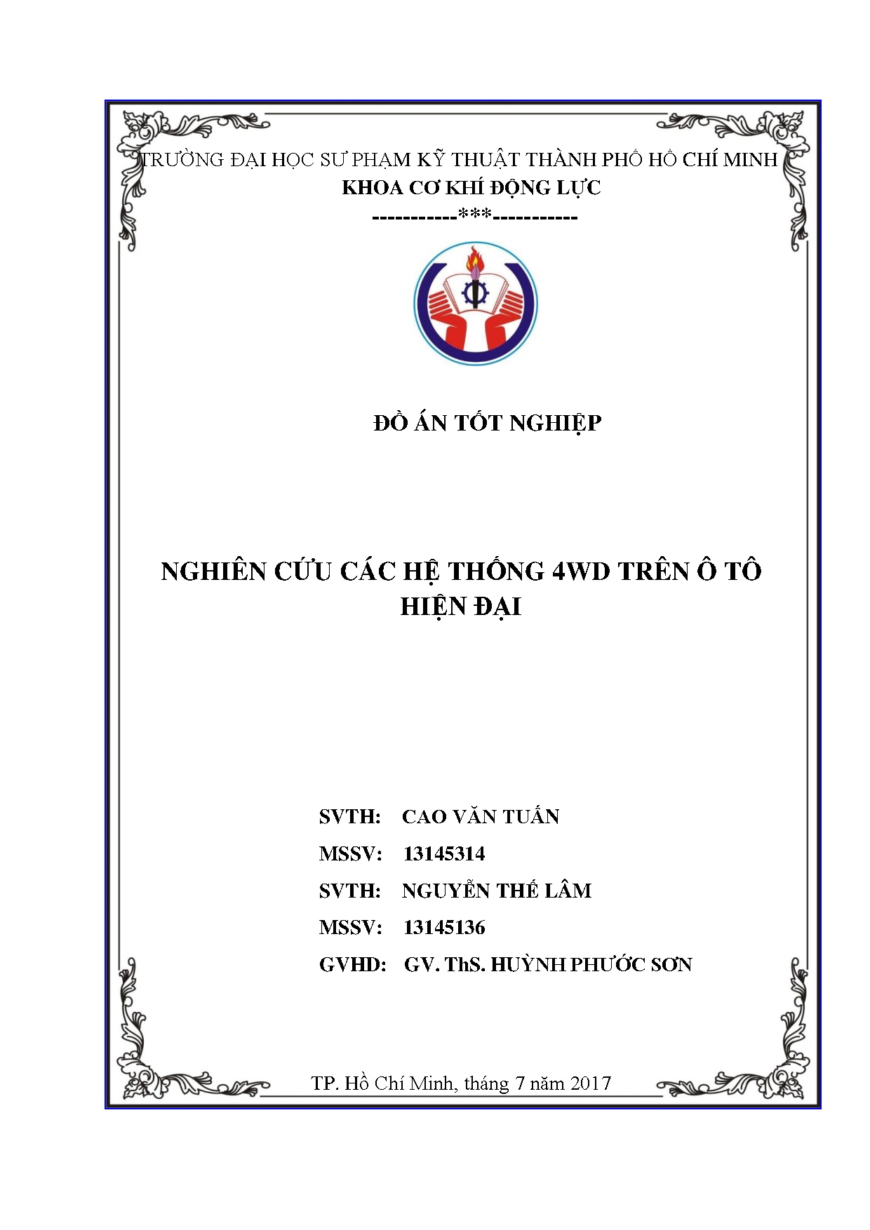 Đồ án tốt nghiệp - Nghiên cứu các hệ thống 4wd trên ô tô hiện đại: Đồ án tốt nghiệp ngành Công NKTÔT