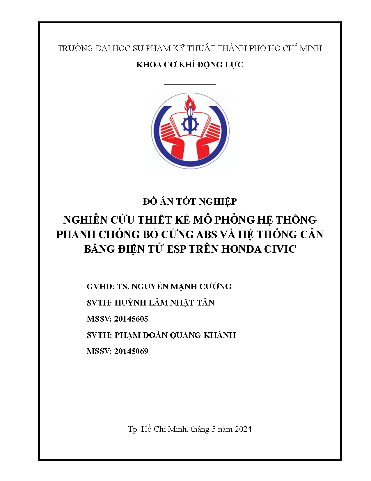 Đồ án tốt nghiệp - Nghiên cứu thiết kế mô phỏng hệ thống phanh chống bó cứng ABS và hệ TCBĐTETHC