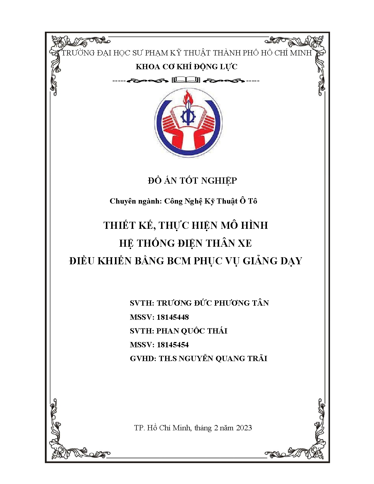 Đồ án tốt nghiệp - Thiết kế, thực hiện mô hình hệ thống điện thân xe điều khiển bằng BCM phục vụ GD