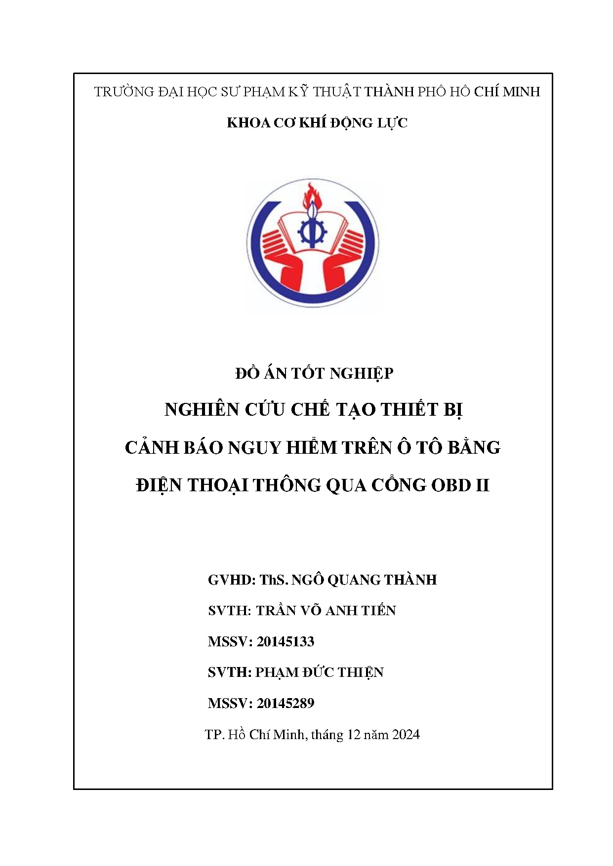 Đồ án tốt nghiệp - Nghiên cứu chế tạo thiết bị cảnh báo nguy hiểm trên ô tô bằng điện thoại TQCOI