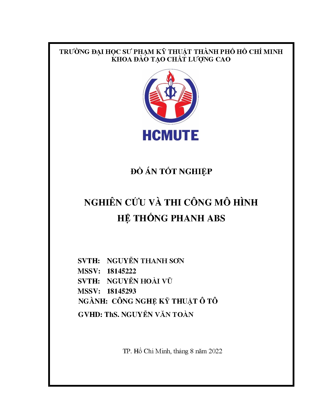 Đồ án tốt nghiệp - Nghiên cứu và thi công mô hình phanh ABS