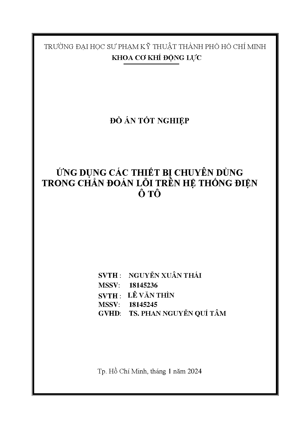 Đồ án tốt nghiệp - Ứng dụng các thiết bị chuyên dùng trong chẩn đoán lỗi trên hệ thống điện ô tô