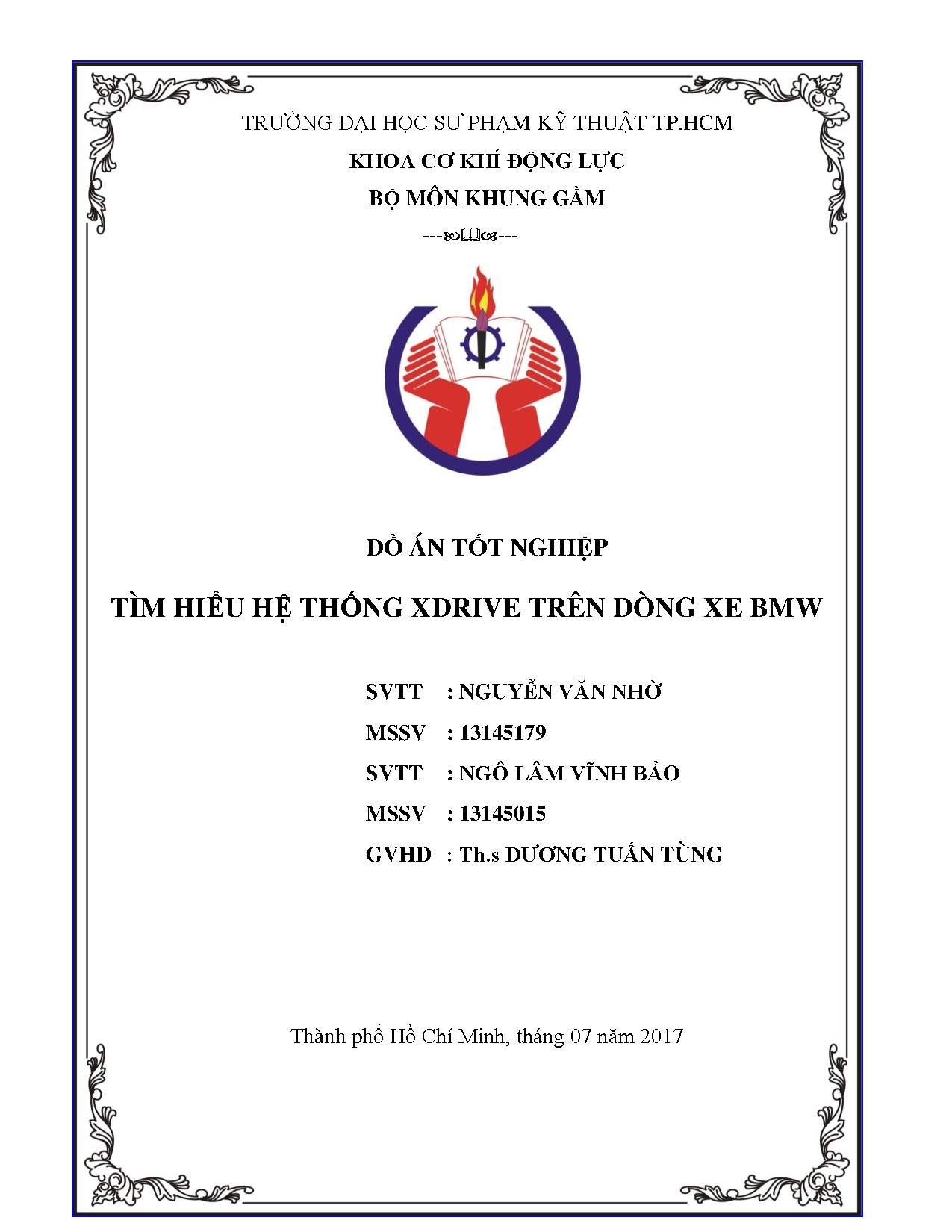 Đồ án tốt nghiệp - Tìm hiểu hệ thống xdrive trên dòng xe BMW: Đồ án tốt nghiệp ngành Công nghệ KTÔT
