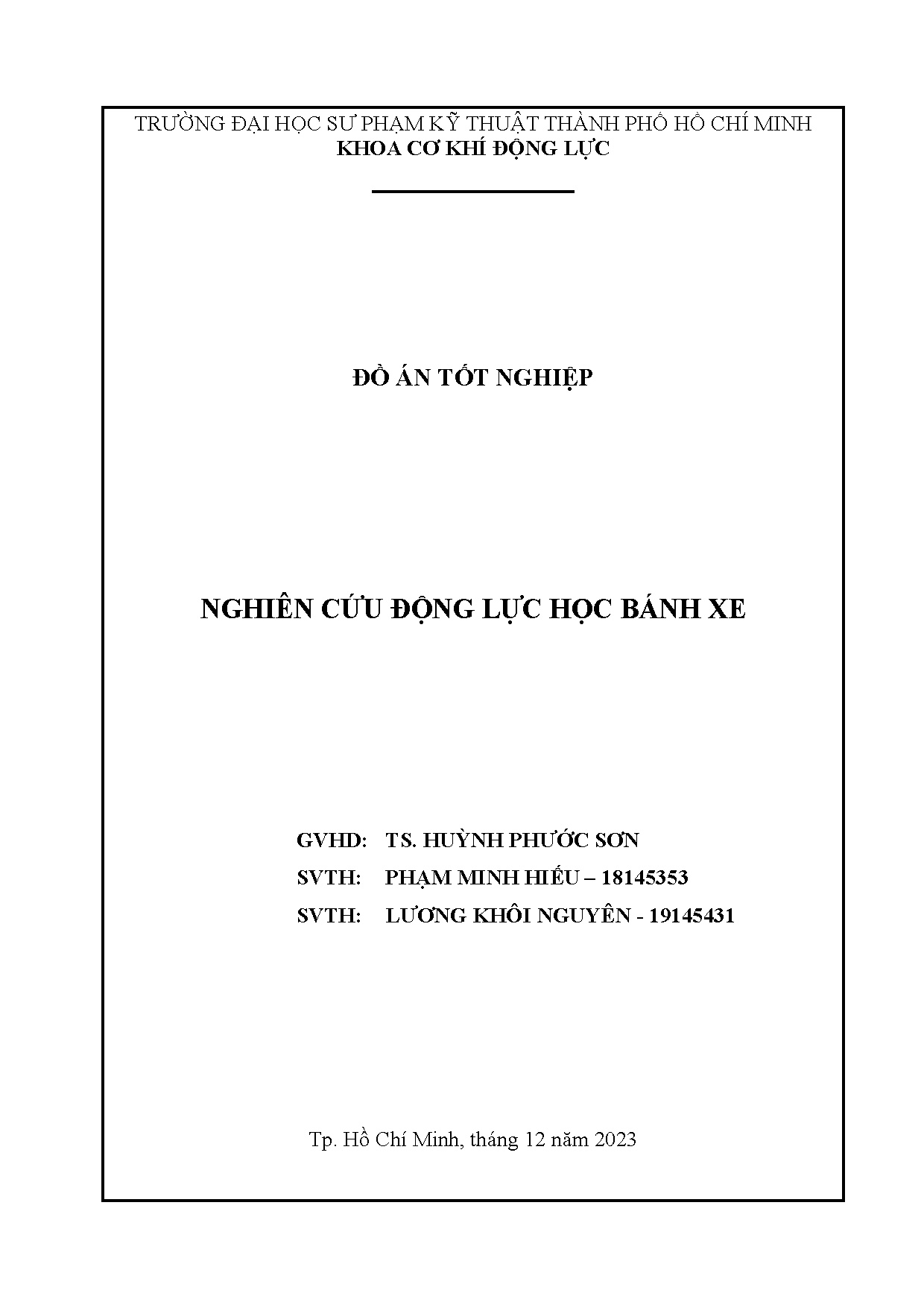 Đồ án tốt nghiệp - Nghiên cứu động lực học bánh xe
