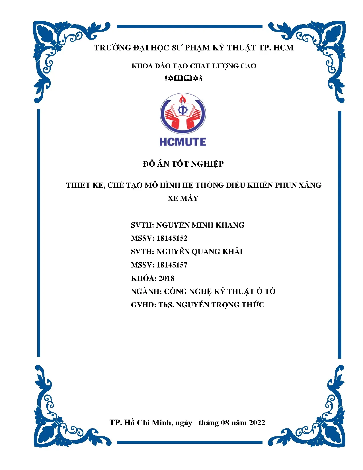Đồ án tốt nghiệp - Thiết kế, chế tạo mô hình hệ thống điều khiển phun xăng xe máy
