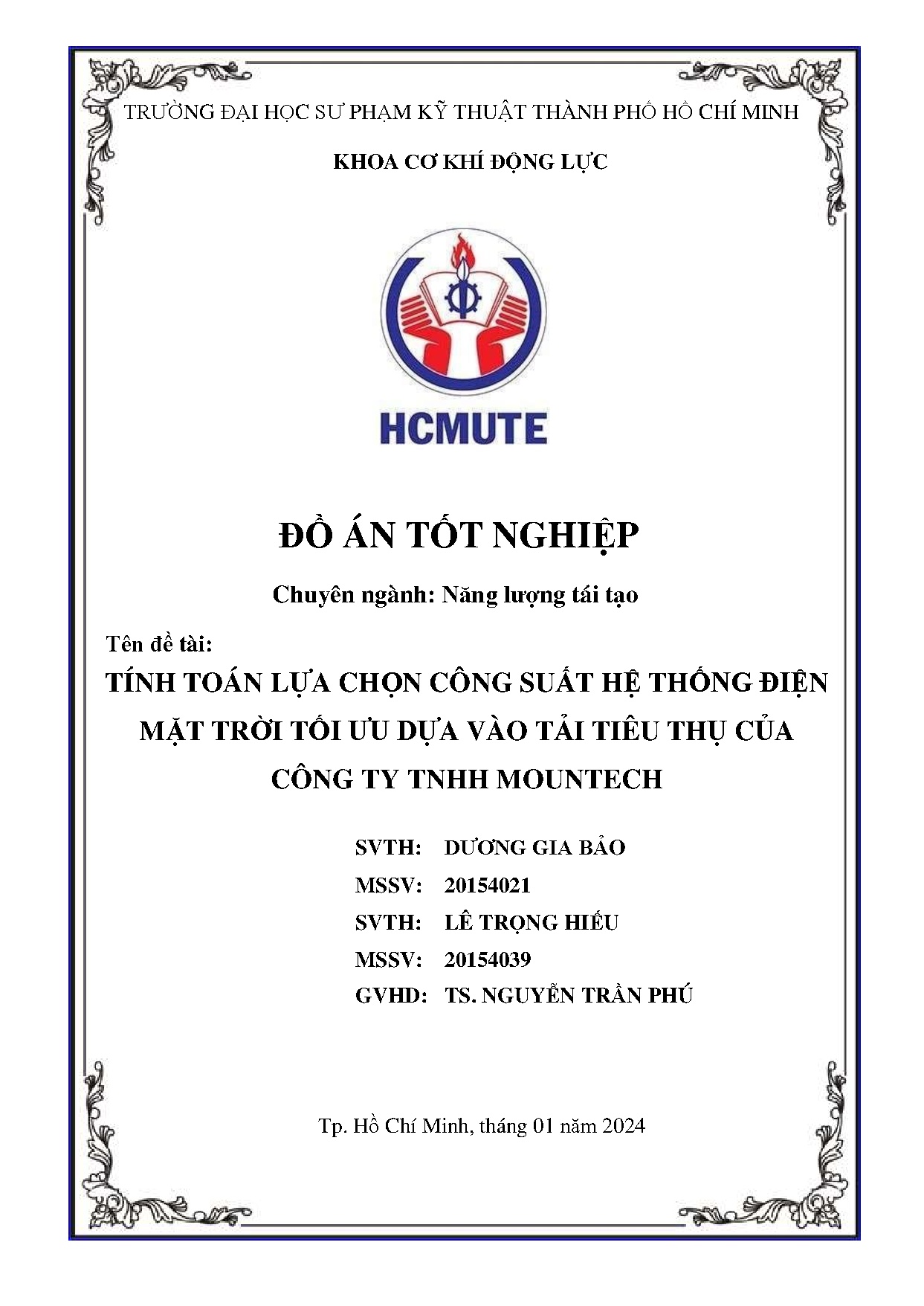 Đồ án tốt nghiệp - Tính toán lựa chọn công suất hệ thống điện mặt trời tối ưu dựa vào tải TTCCTTM