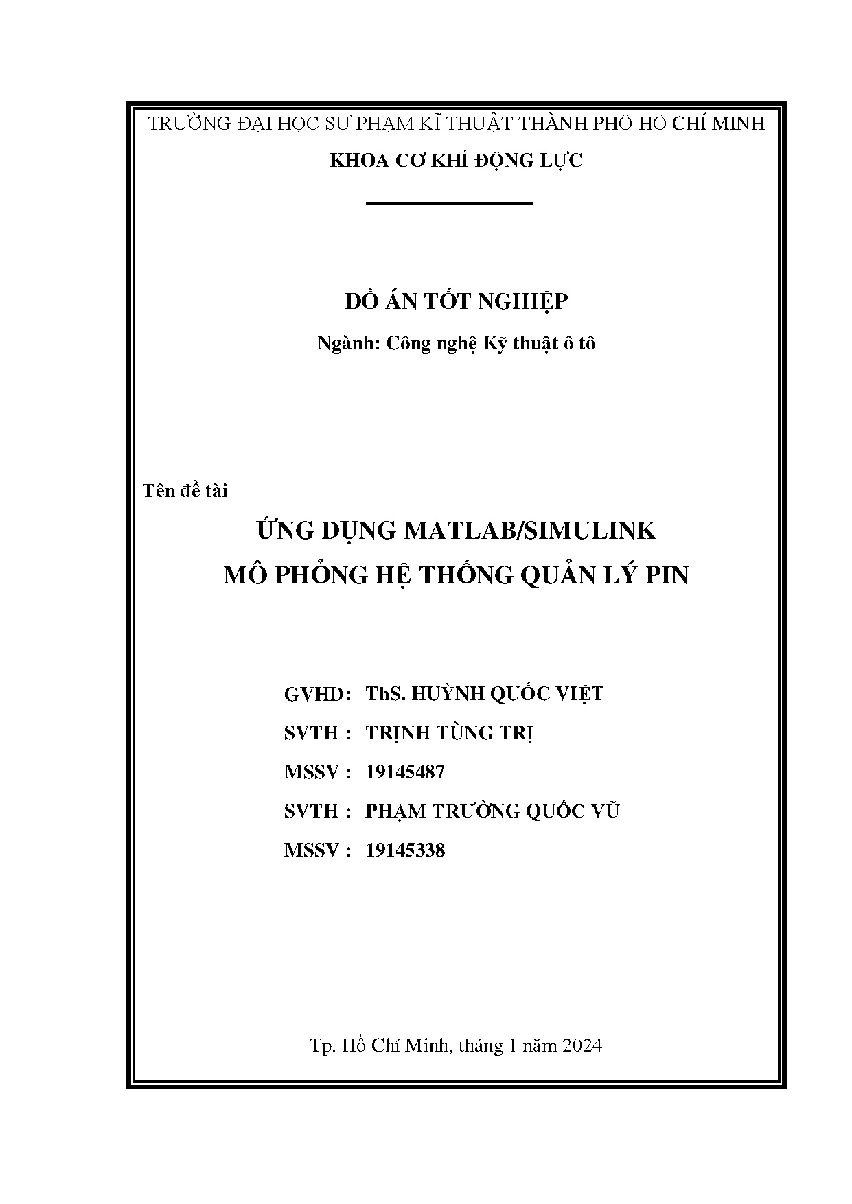 Đồ án tốt nghiệp - Ứng dụng Matlab/Simulink mô phỏng hệ thống quản lý pin