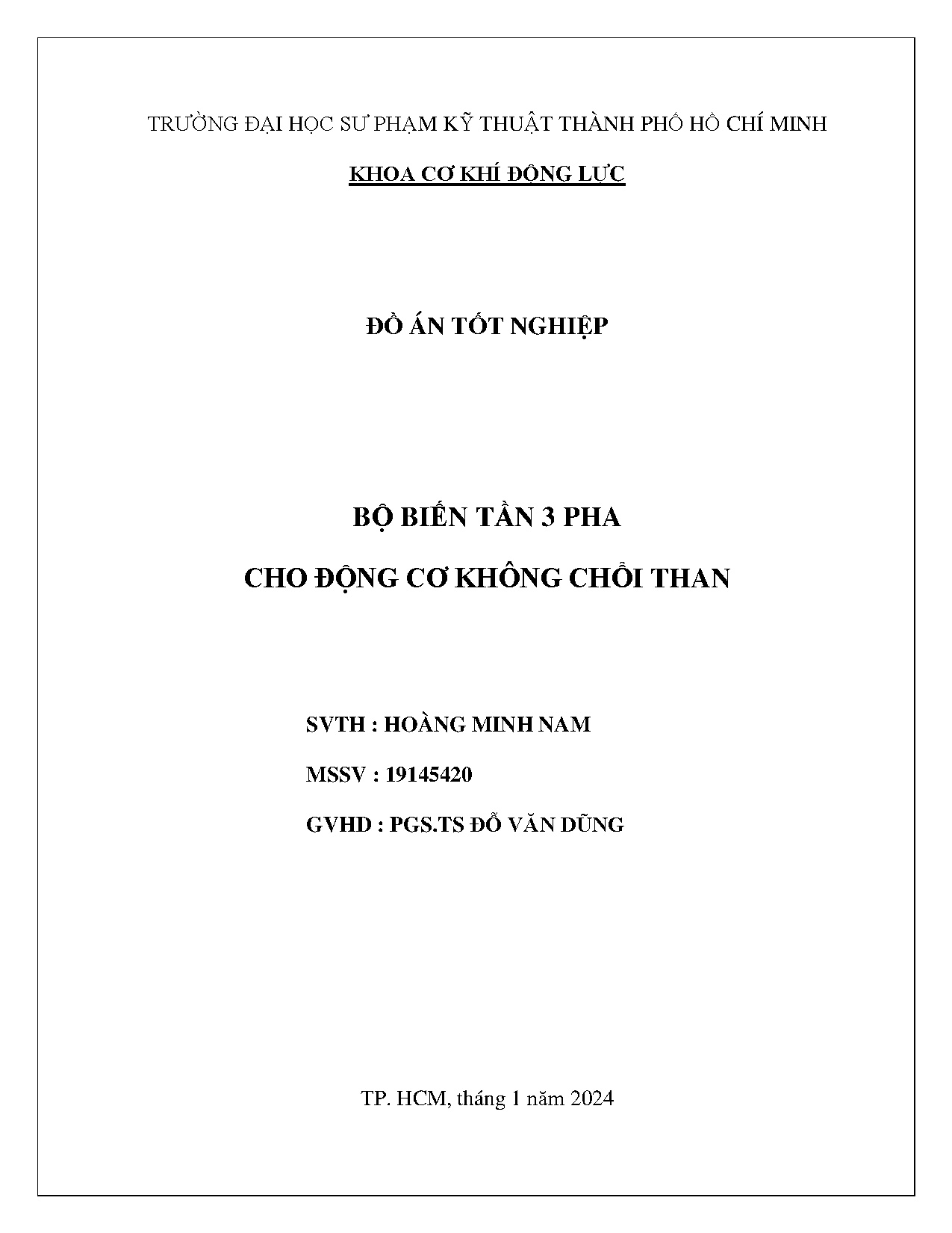 Đồ án tốt nghiệp - Bộ biến tần 3 pha cho động cơ không chổi than