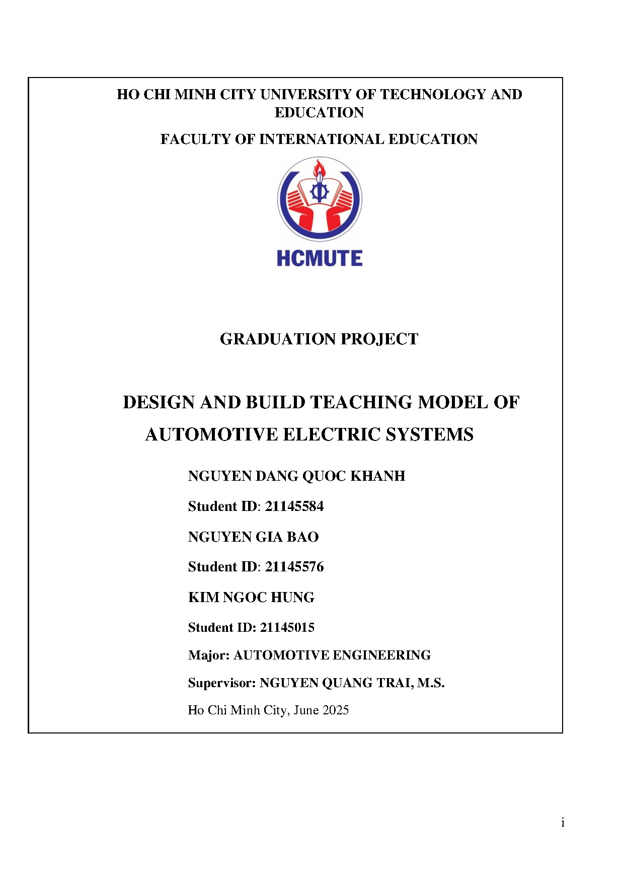 Đồ án tốt nghiệp - Design and build teaching model of automotive electrical systems