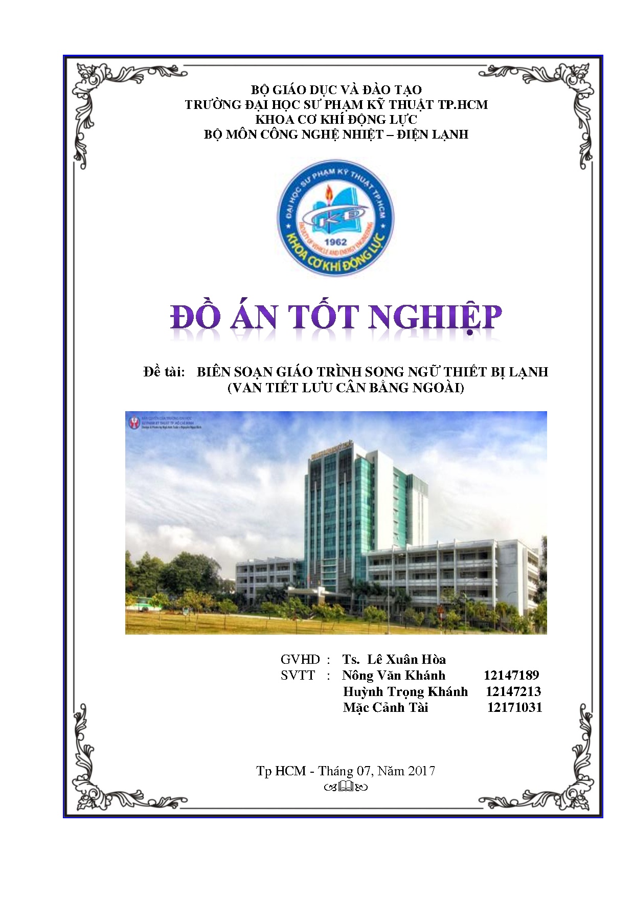 Đồ án tốt nghiệp - Biên soạn giáo trình song ngữ thiết bị lạnh (Van tiết lưu cân bằng NĐÁTNNCNKTN