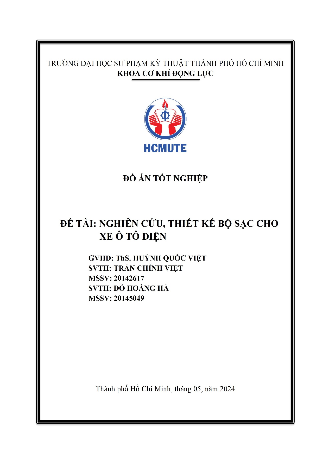 Đồ án tốt nghiệp - Nghiên cứu, thiết kế bộ sạc cho xe ô tô điện