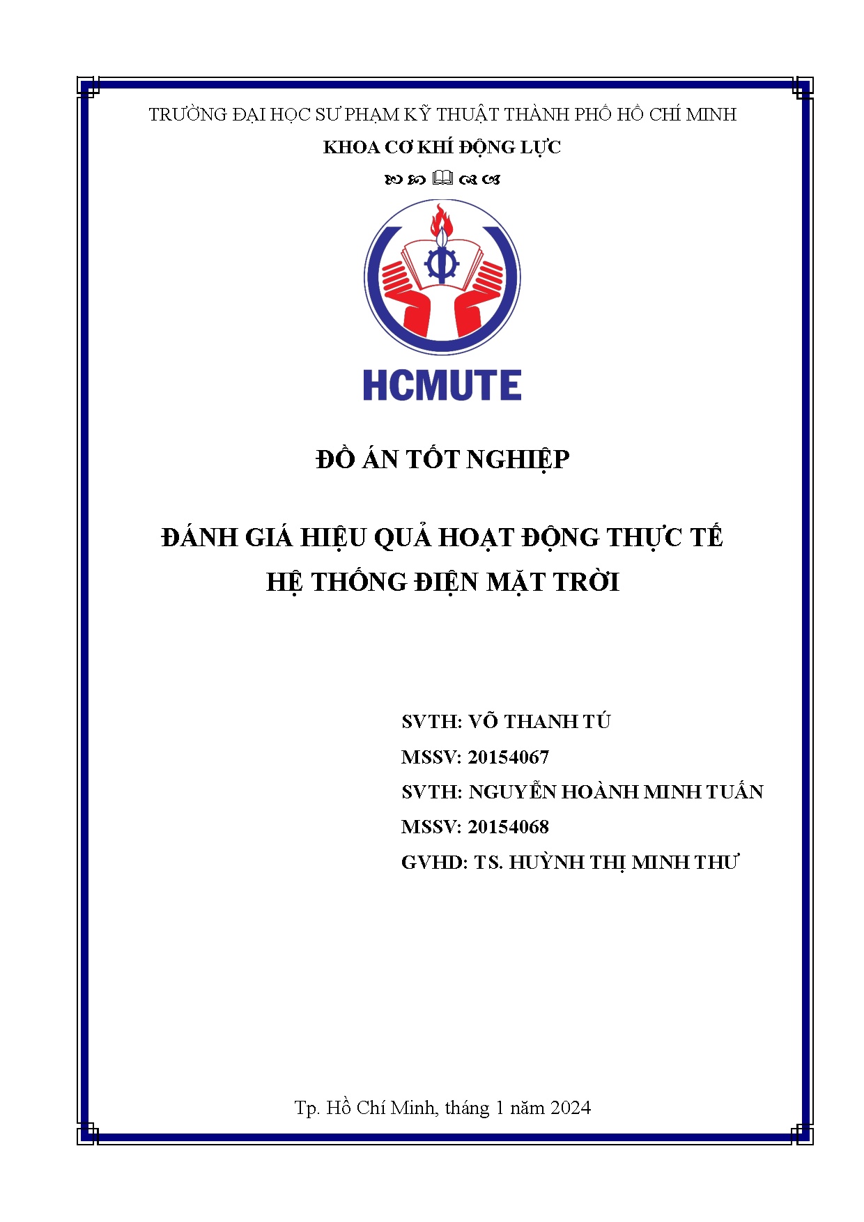Đồ án tốt nghiệp - Đánh giá hiệu quả hoạt động thực tế hệ thống điện mặt trời