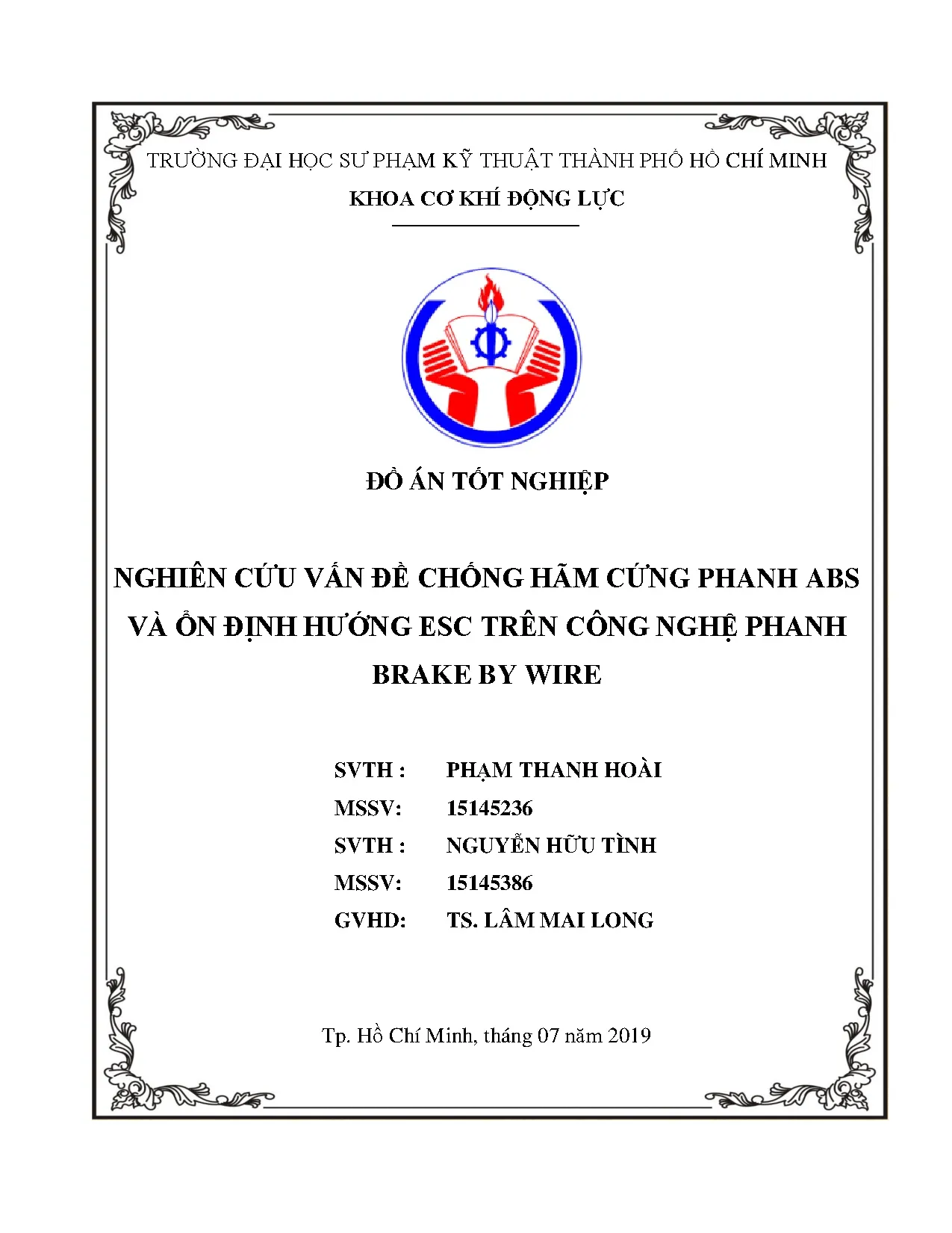 Đồ án tốt nghiệp - Nghiên cứu vấn đề chống hãm cứng phanh ABS và ổn định hướng ETCNPBBWĐÁTNNCNKT ô T