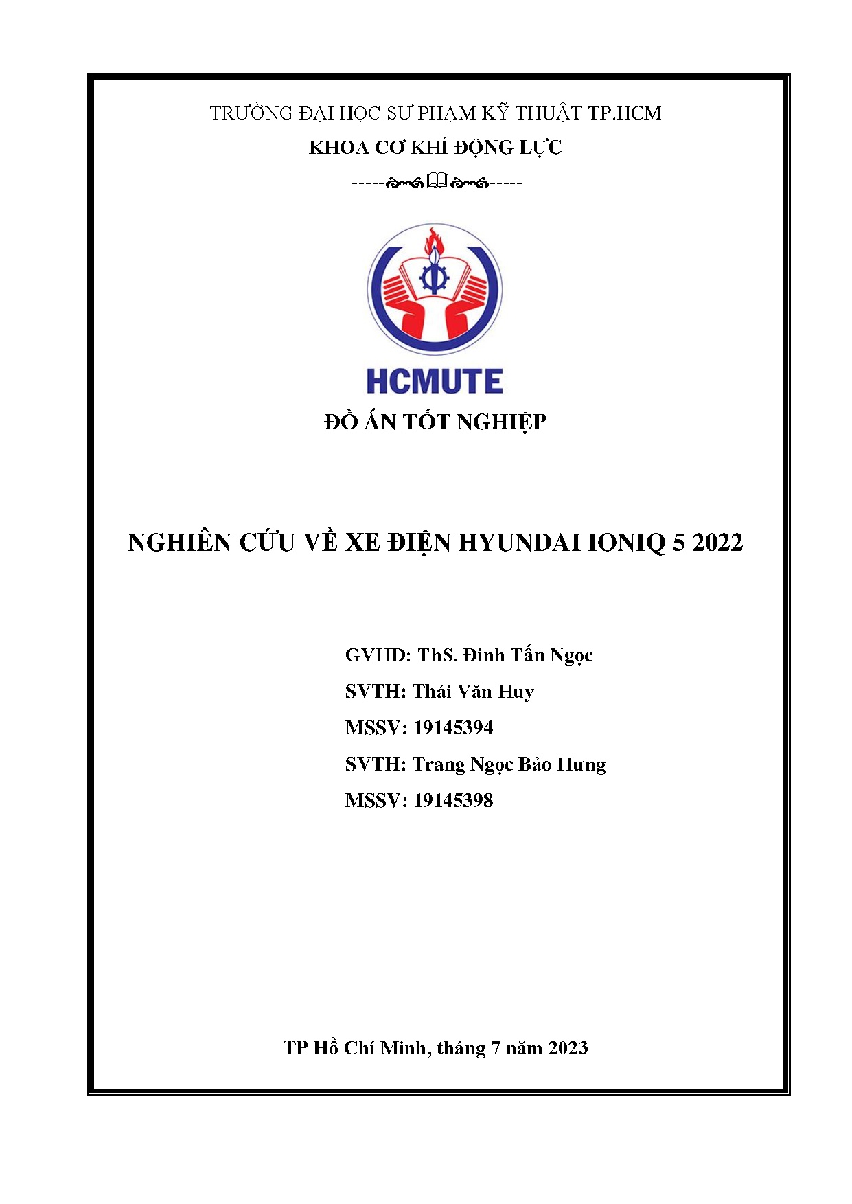 Đồ án tốt nghiệp - Nghiên cứu về xe điện Hyundai Ioniq5 2022