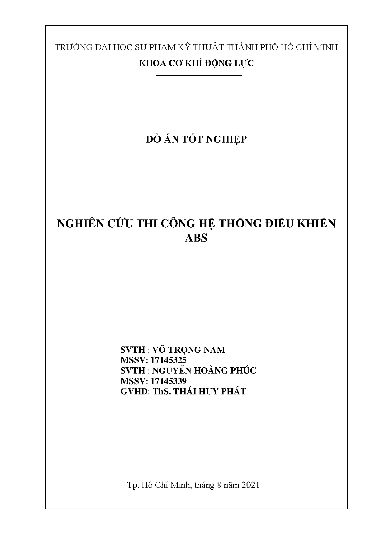Đồ án tốt nghiệp - Nghiên cứu thi công hệ thống điều khiển ABS