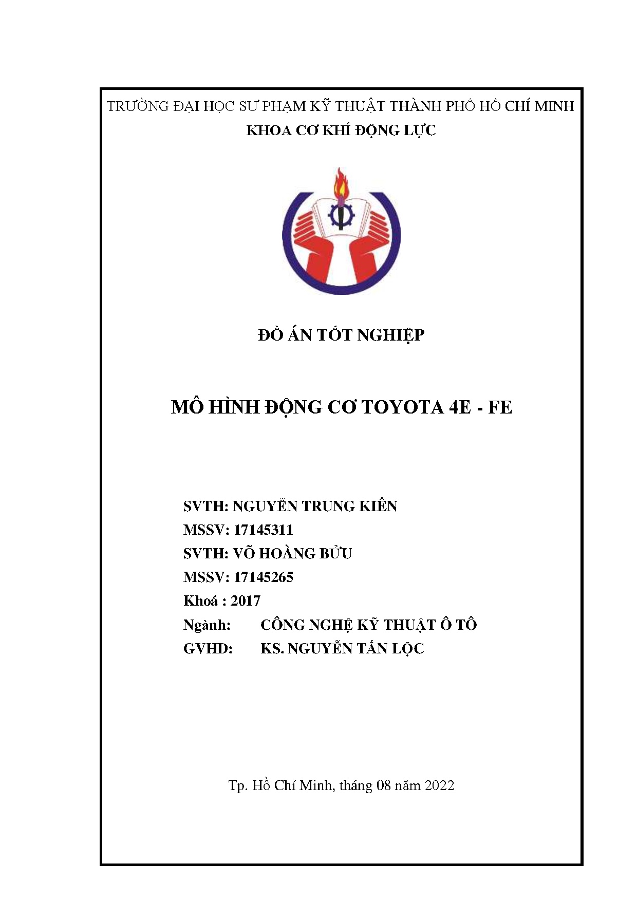 Đồ án tốt nghiệp - Mô hình động cơ Toyota 4E - FE