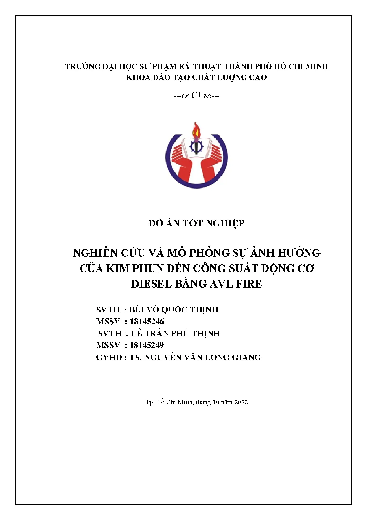 Đồ án tốt nghiệp - Nghiên cứu và mô phỏng sự ảnh hưởng của kim phun đến công suất động cơ diesel BAF