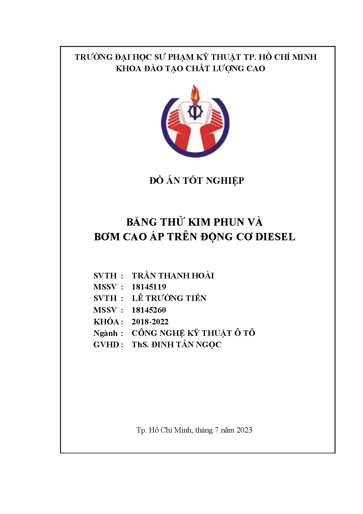 Đồ án tốt nghiệp - Băng thử kim phun và bơm cao áp trên động cơ Diesel