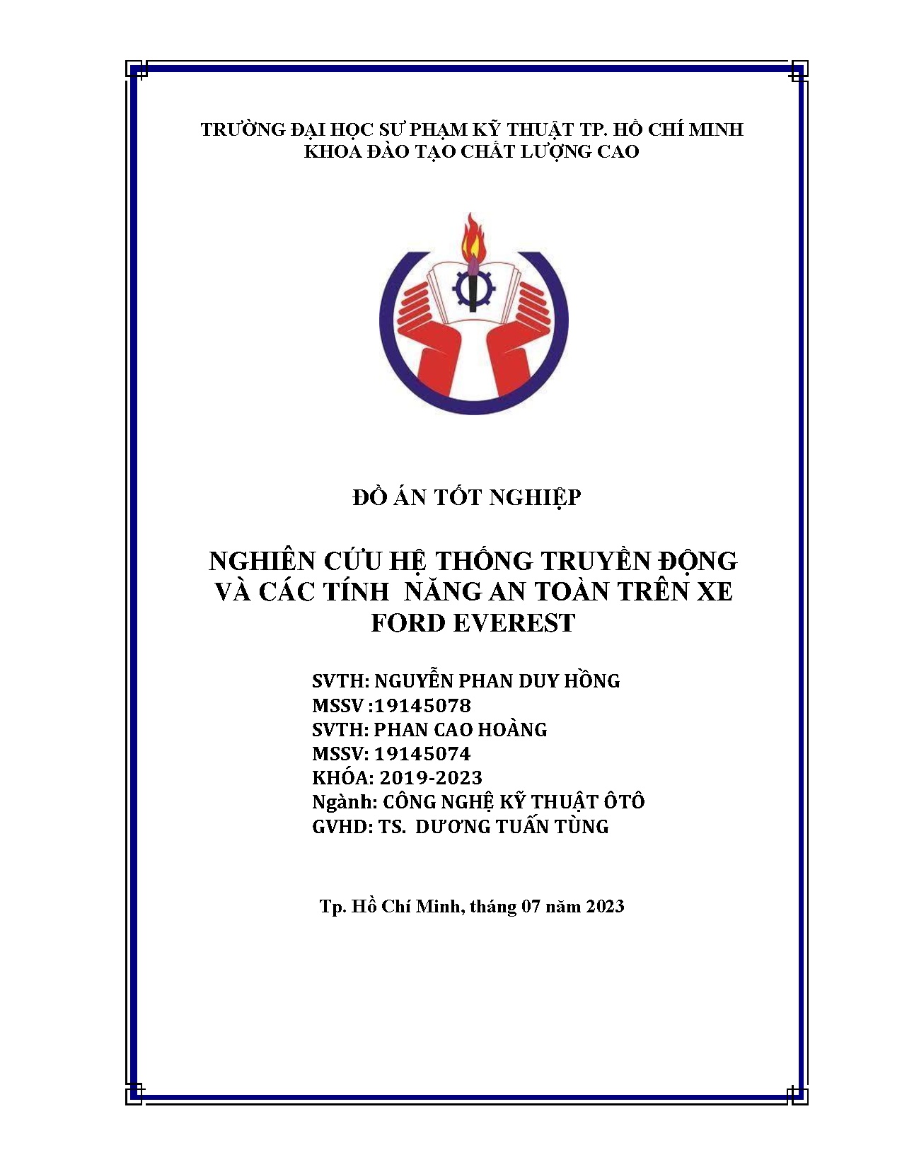 Đồ án tốt nghiệp - Nghiên cứu hệ thống truyền động và các tính năng an toàn trên xe Ford Everest